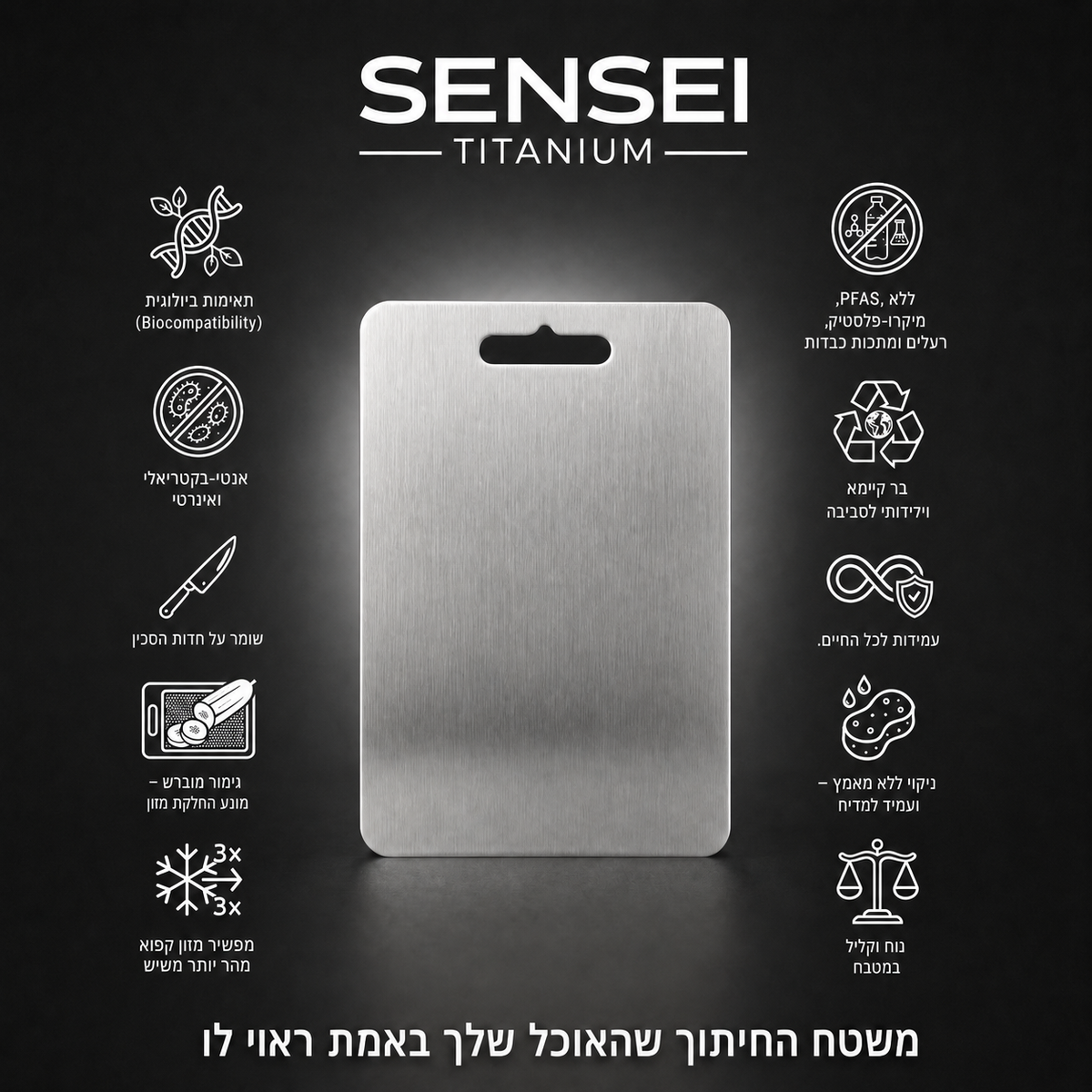 SENSEI™  משטח החיתוך מטיטניום מבית